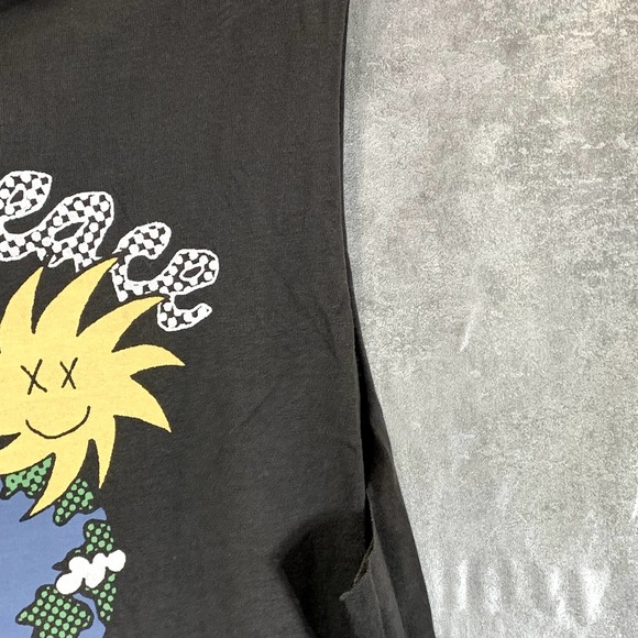 Cotton:On Men's Washed Black World Peace Tbar Msucle T-Shirt SZ M - Picture 5 of 12
